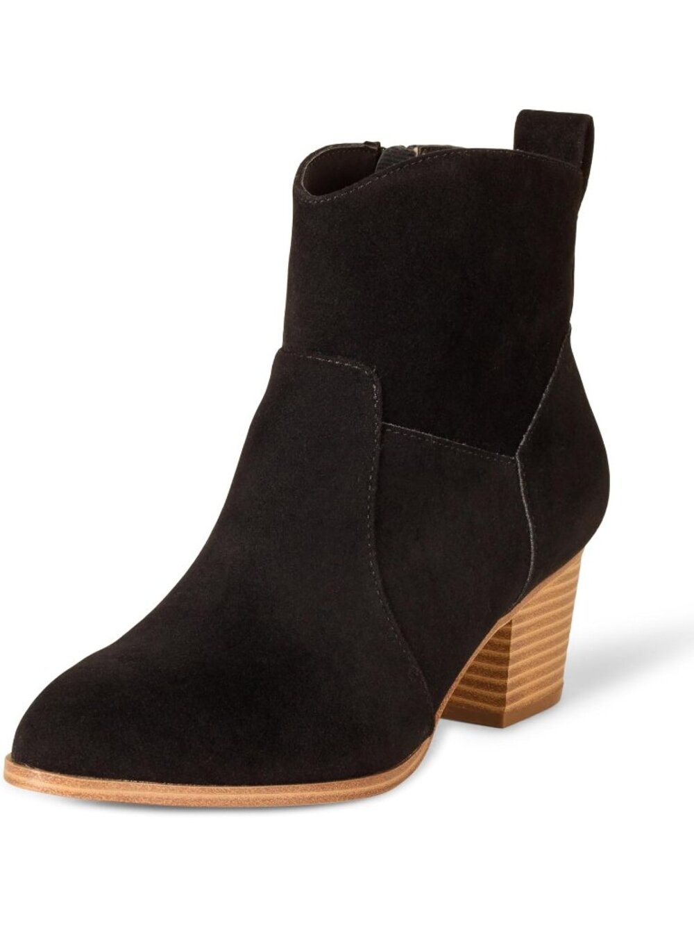 Women's Black Memory Foam Insole Non Slip with Stacked Heel Western Ankle Boots